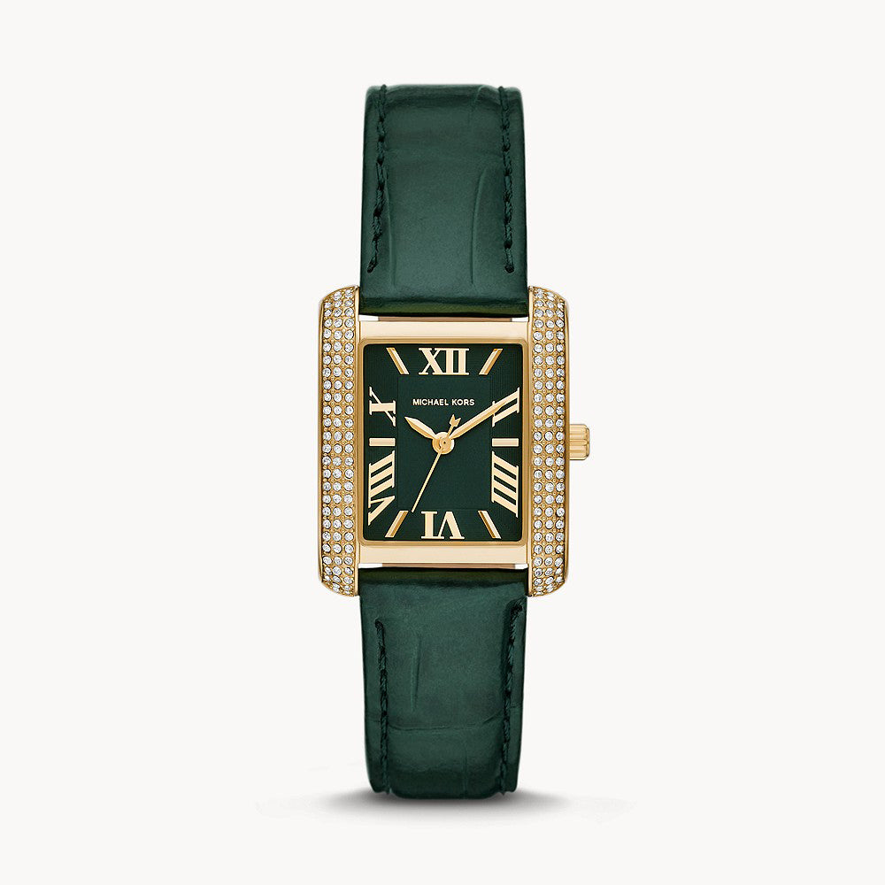Michael Kors Emery Three-Hand Green Croco Leather Women&