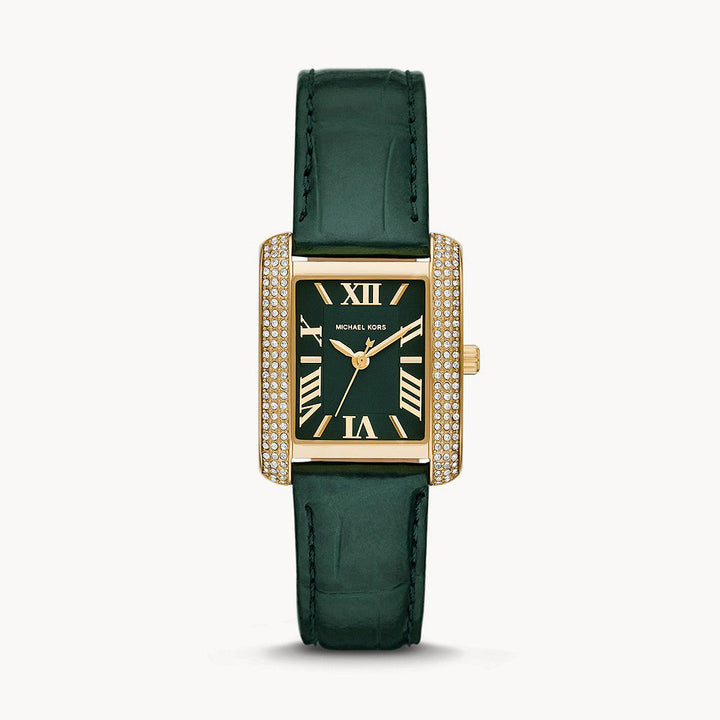 Michael Kors Emery Three-Hand Green Croco Leather Women&