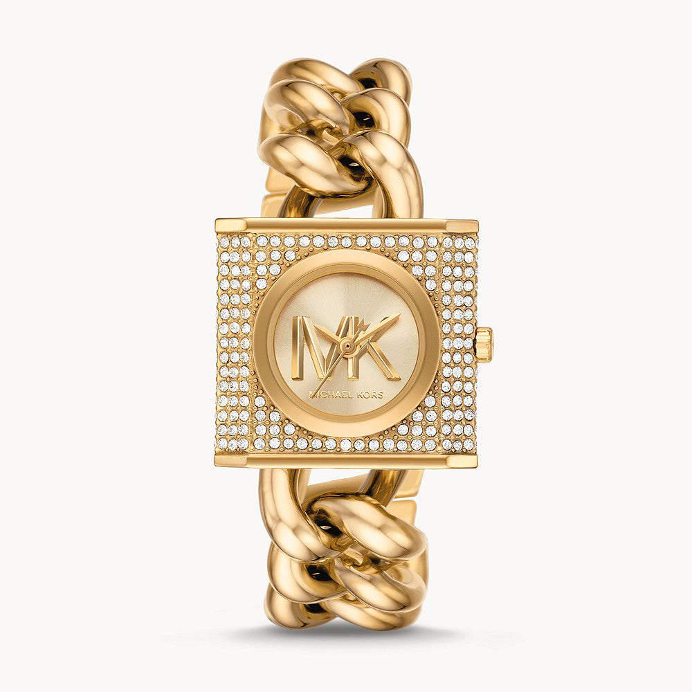 Michael Kors Chain Lock Three-Hand Gold-Tone Stainless Steel Women&