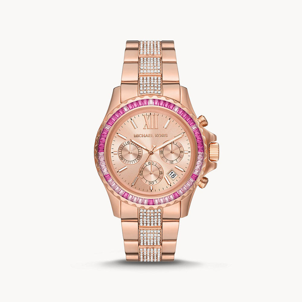 Michael Kors Everest Chronograph Rose Gold-Tone Stainless Steel Women&