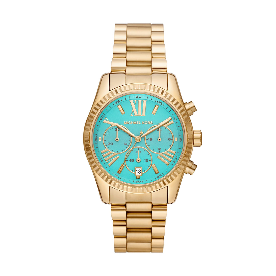 Michael Kors Lexington Chronograph Gold-Tone Stainless Steel Women&