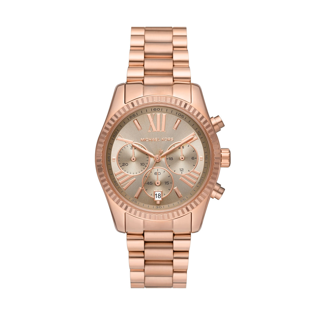 Michael Kors Lexington Chronograph Rose Gold-Tone Stainless Steel Women&
