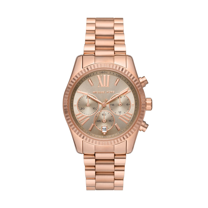 Michael Kors Lexington Chronograph Rose Gold-Tone Stainless Steel Women&