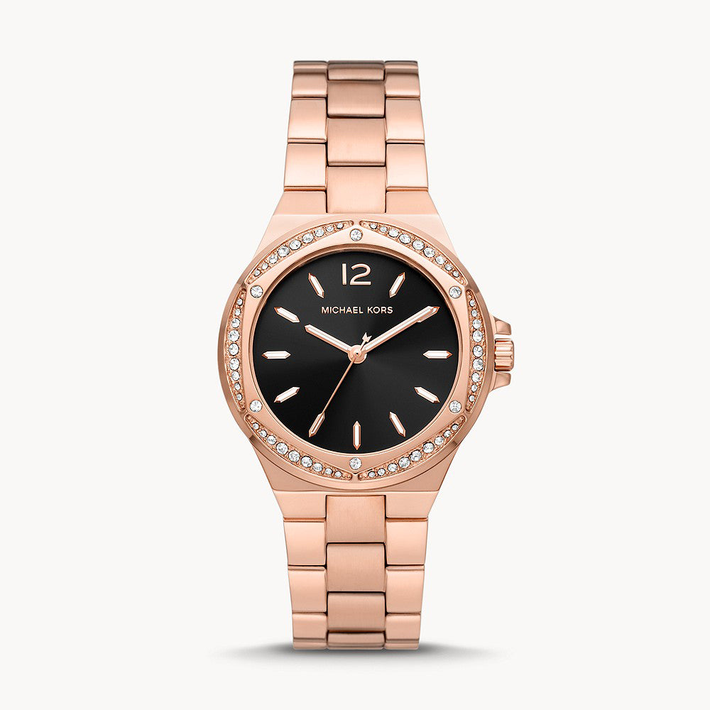 Michael Kors Lennox Three-Hand Rose Gold-Tone Stainless Steel Women&
