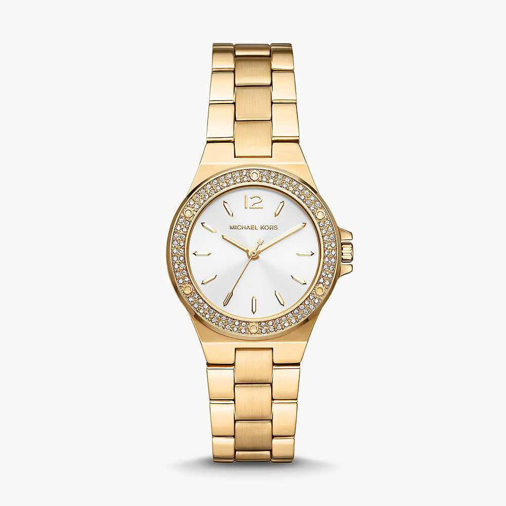 Michael Kors Mini-Lennox Three-Hand Gold-Tone Stainless Steel Women&