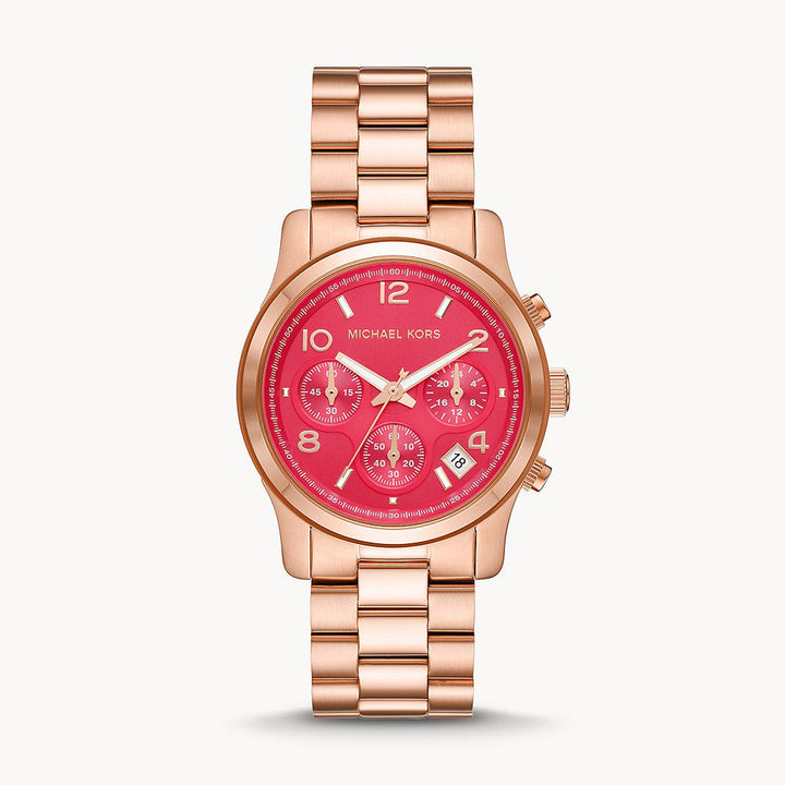 Michael Kors Runway Chronograph Rose Gold-Tone Stainless Steel Women&