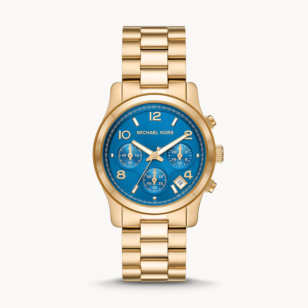 Michael Kors Runway Chronograph Gold-Tone Stainless Steel Women&