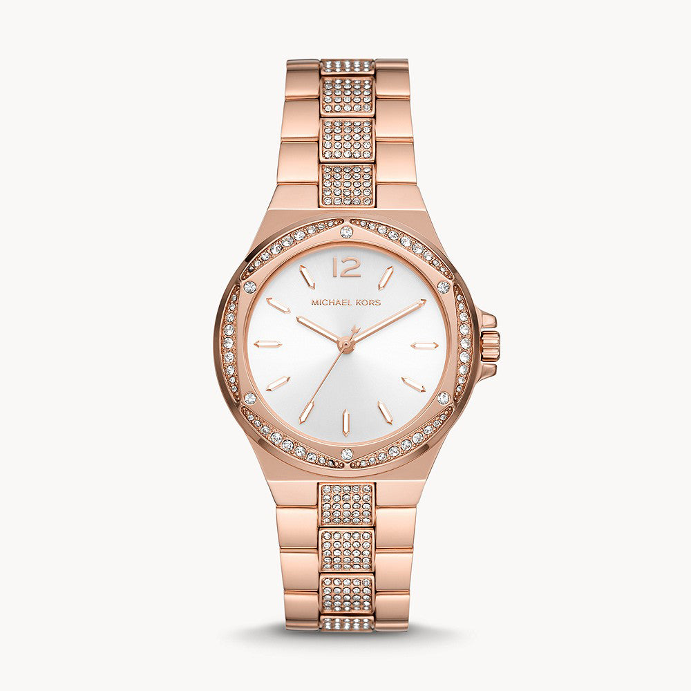 Michael Kors Lennox Three-Hand Rose Gold-Tone Stainless Steel Women&