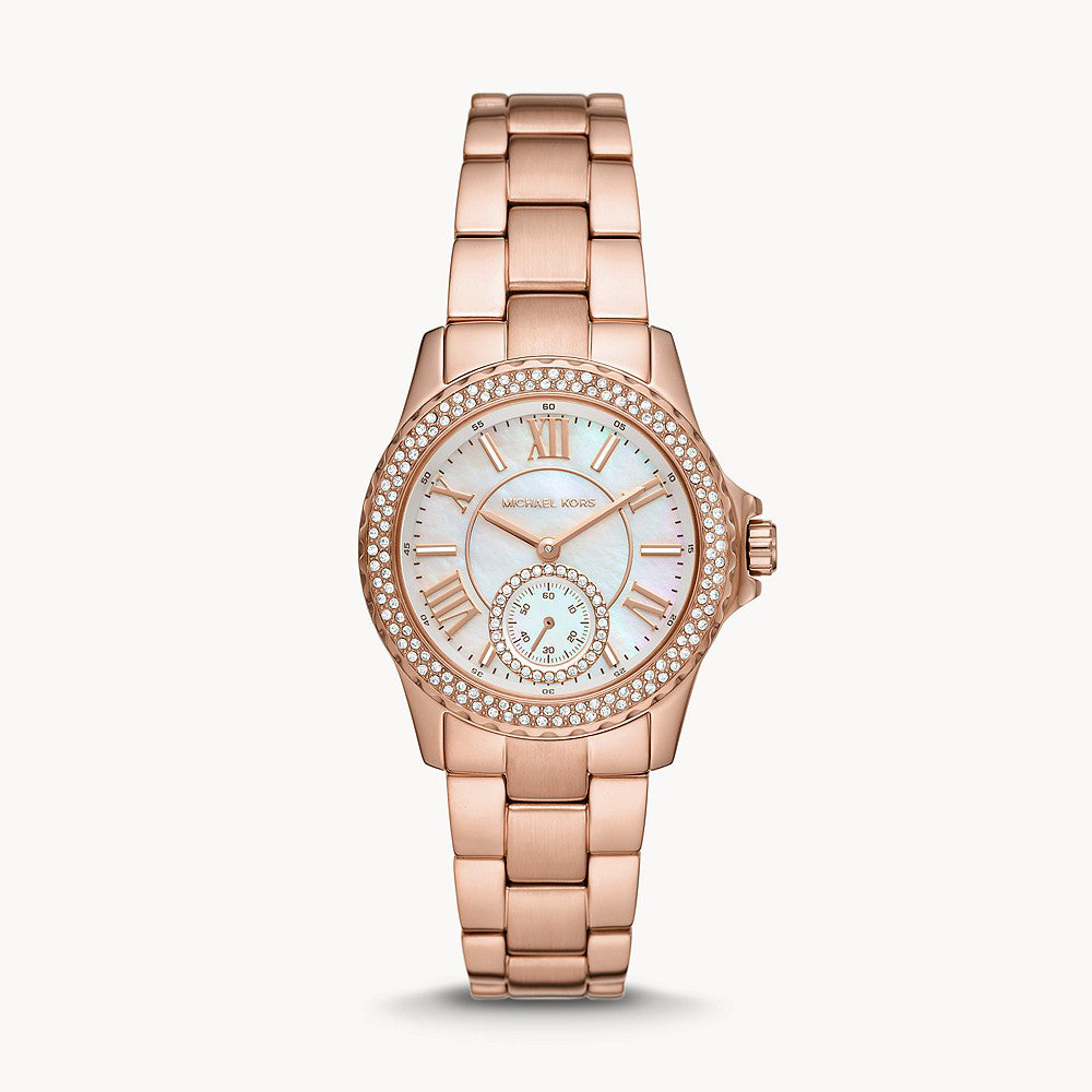 Michael Kors Everest Three-Hand Rose Gold-Tone Stainless Steel Women&