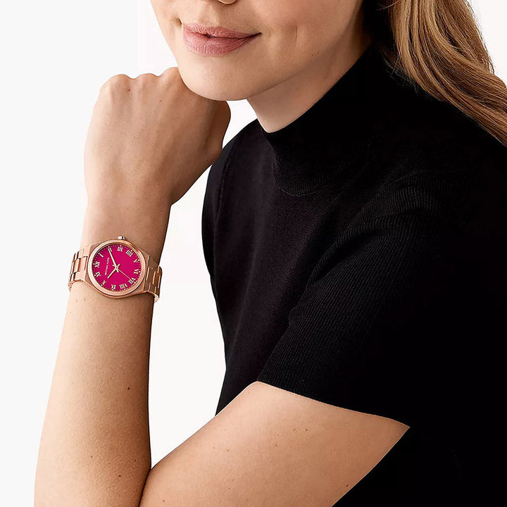Michael Kors Lennox Rose Gold Stainless Steel Women&