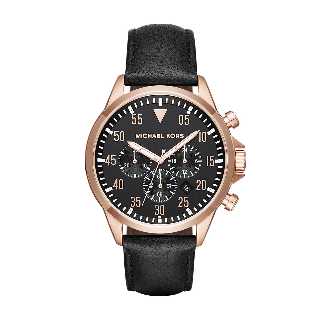 Michael Kors Gage Chronograph Black Leather Men&