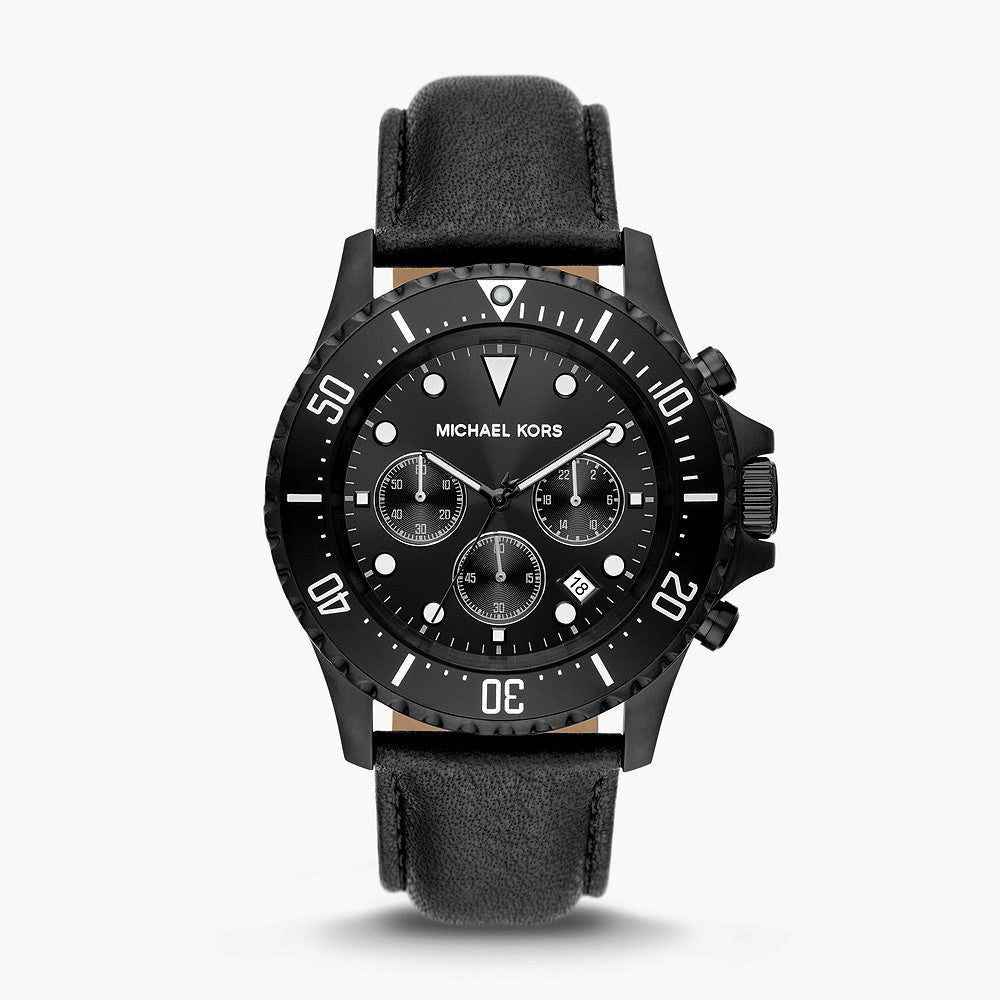 Michael Kors Everest Chronograph Black Leather Men&