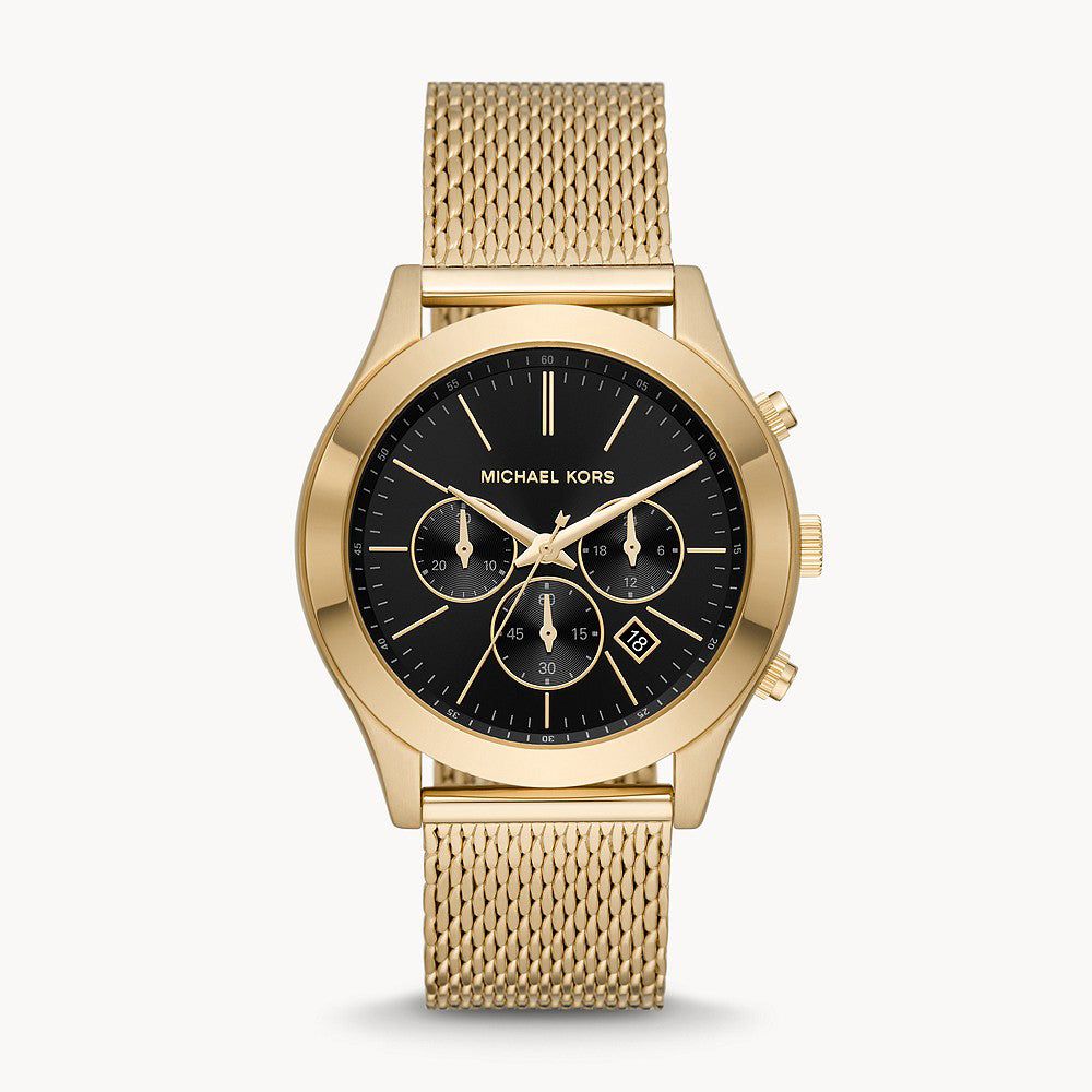 Michael Kors Slim Runway Gold Steel Mesh Men&