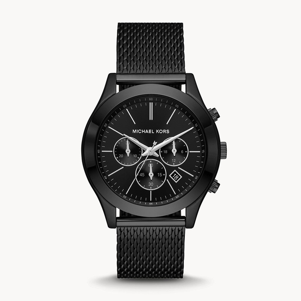 Michael Kors Slim Runway Chronograph Black Stainless Steel Mesh Men&