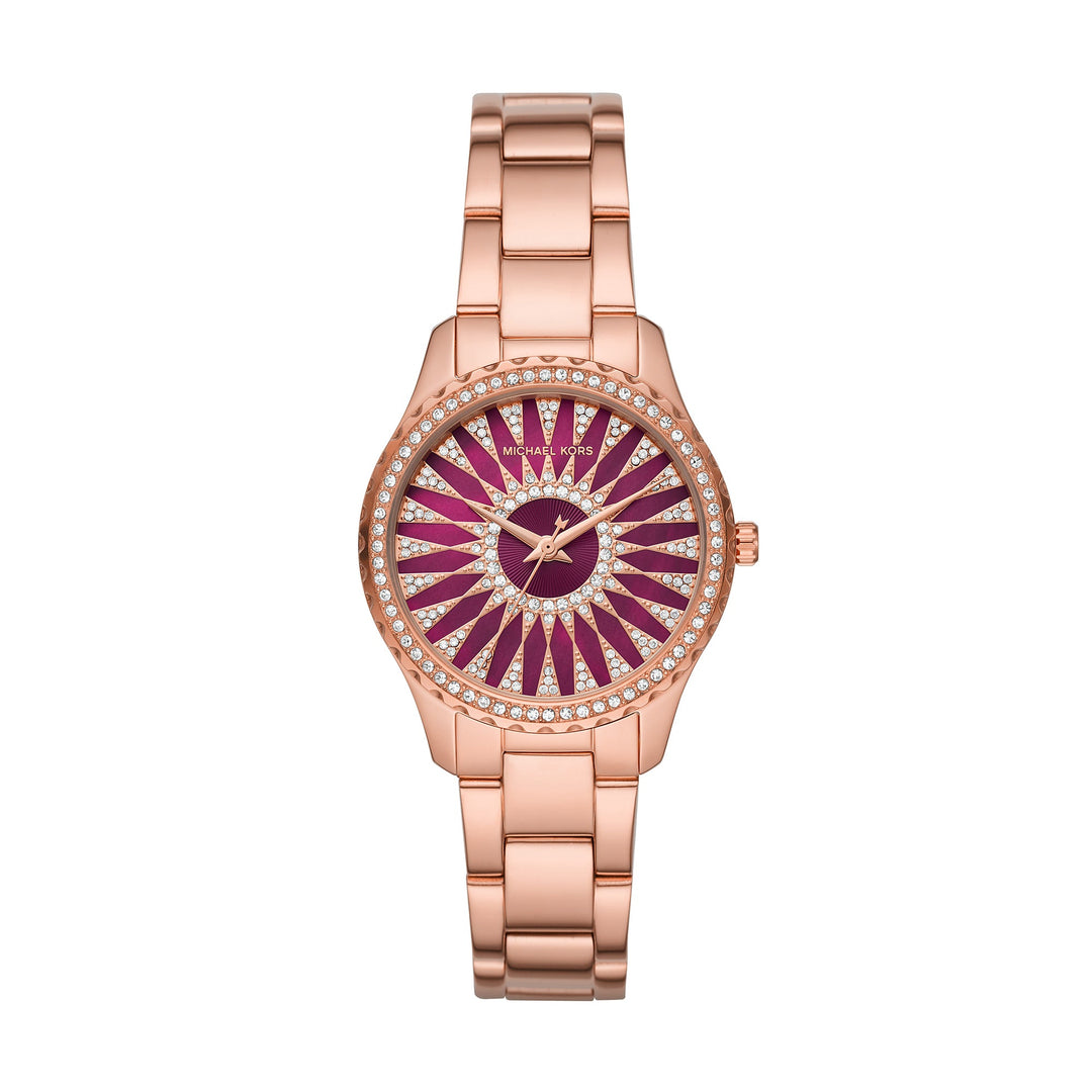 Michael Kors Mother of Pearl Analog Women's Watch Gold Plated Metal Bracelet - MK6893