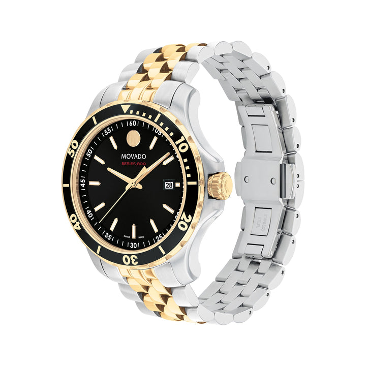 Movado Men's Black Dial Watch Gold Tone Case Quartz
