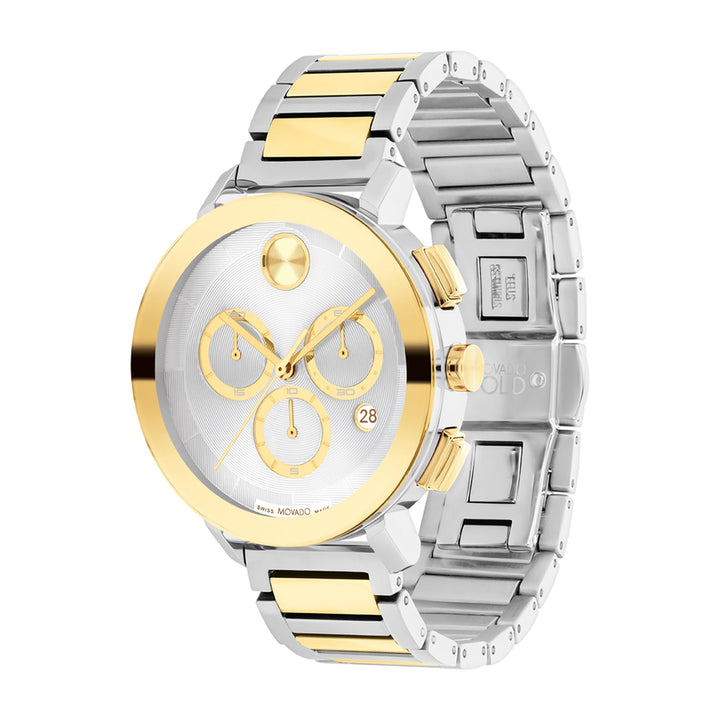Movado Bold Ladies Silver Dial Watch Gold Tone Case Quartz