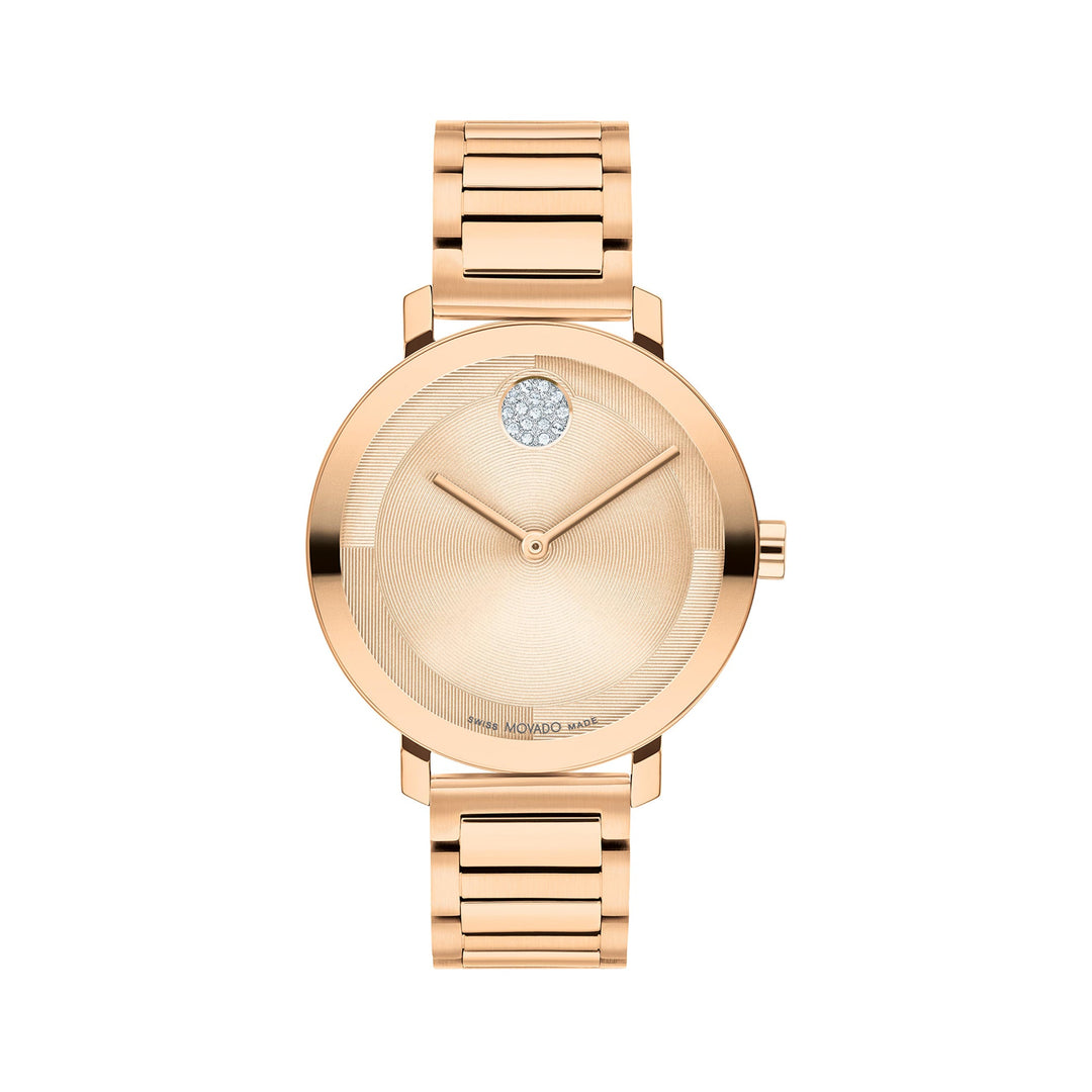 Movado Ladies Rose Gold Dial Watch Rose Gold Tone Case Quartz