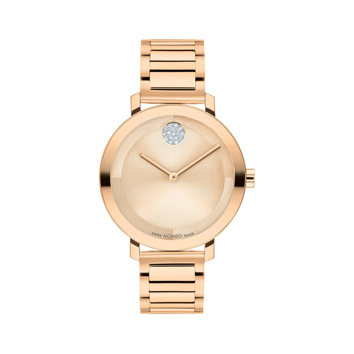 Movado Ladies Rose Gold Dial Watch Rose Gold Tone Case Quartz