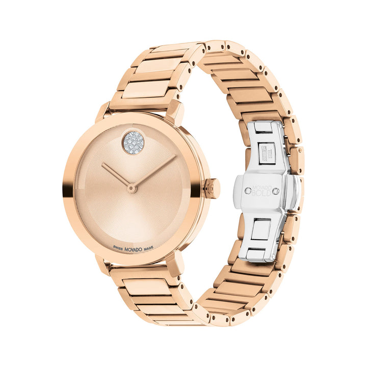 Movado Ladies Rose Gold Dial Watch Rose Gold Tone Case Quartz