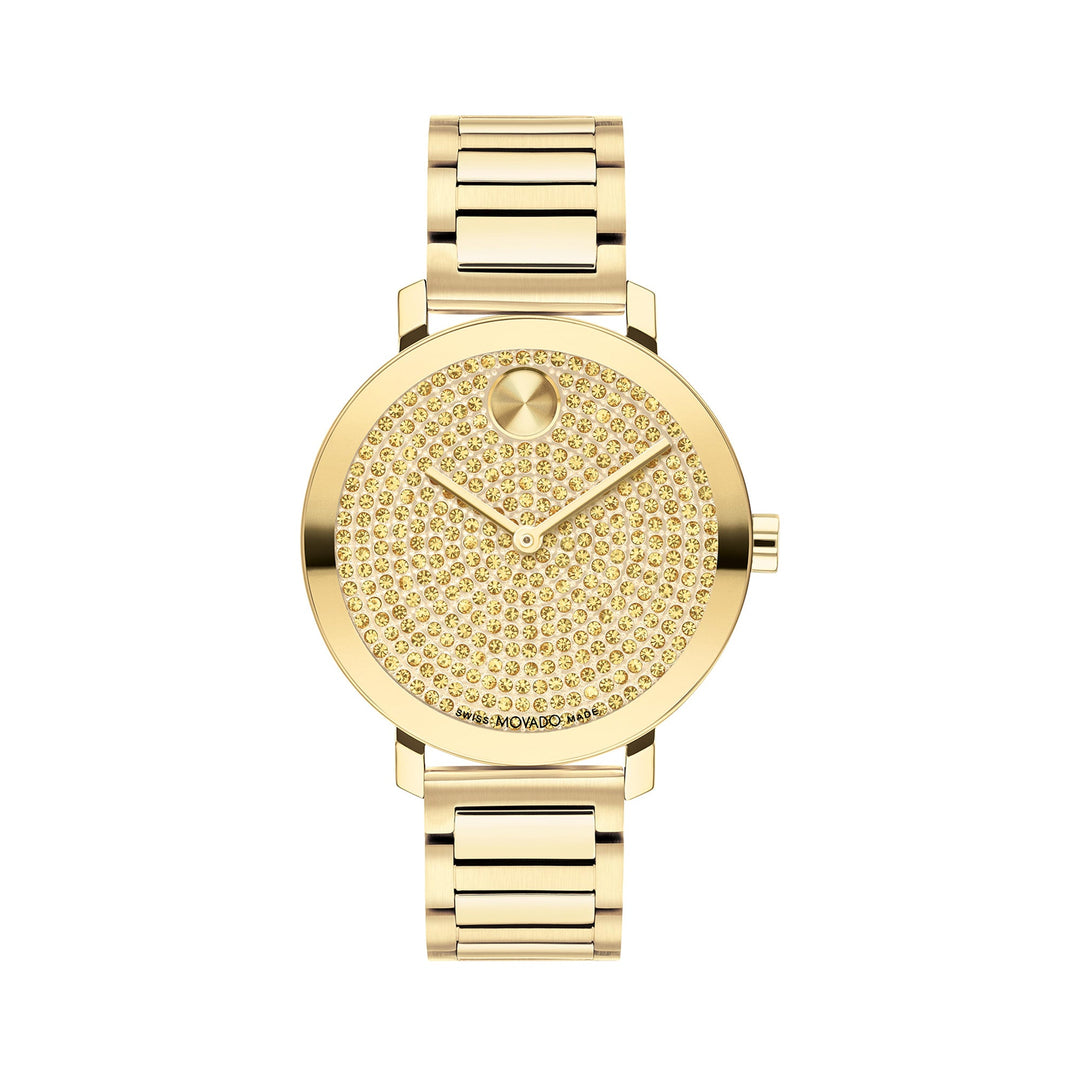 Movado Ladies Gold Dial Watch Gold Tone Case Quartz
