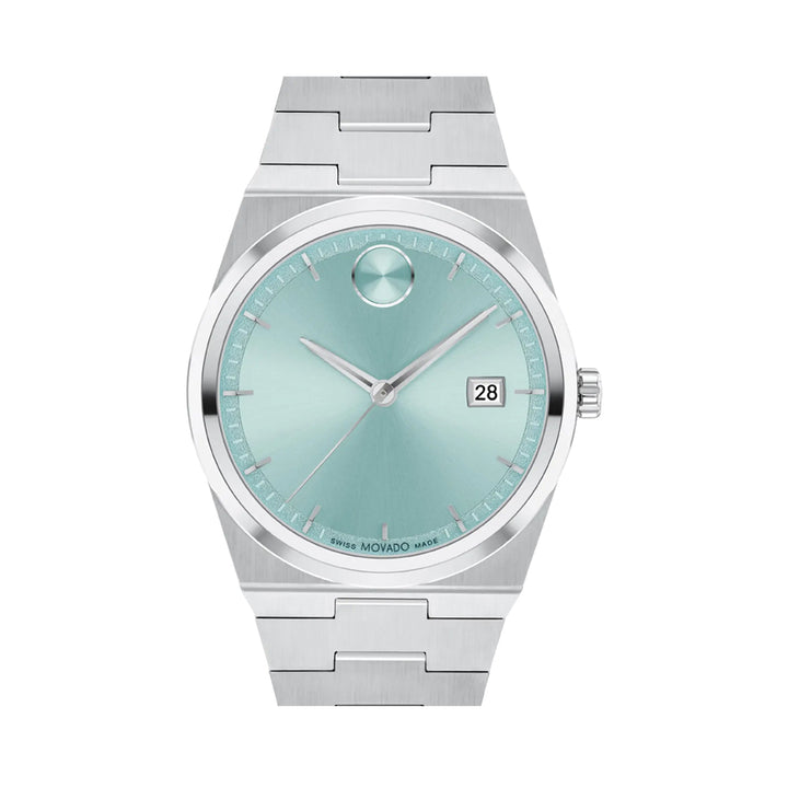 Movado Bold Men's Watch Silver Tone Case Blue Dial Quartz