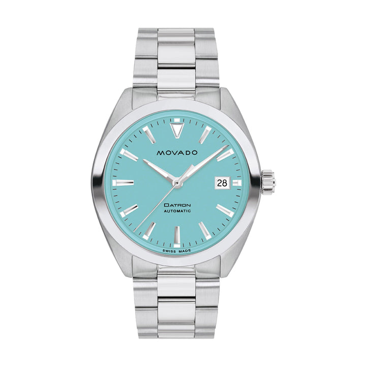 Movado Men's Torquoise Dial Watch Silver Tone Case Quartz