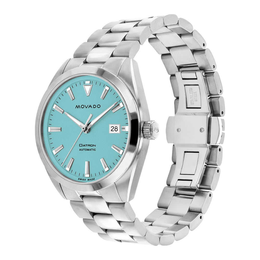 Movado Men's Torquoise Dial Watch Silver Tone Case Quartz