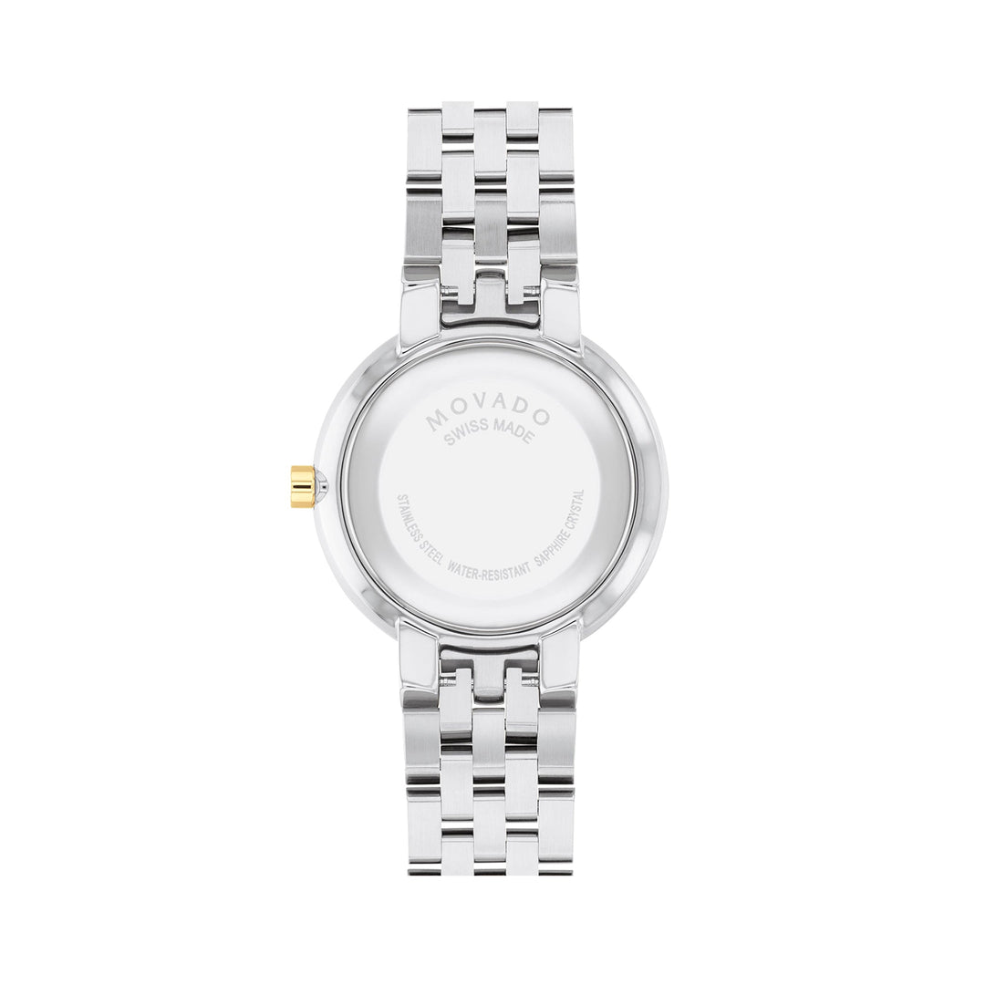 Movado Ladies White Dial Watch Gold Tone Case Quartz