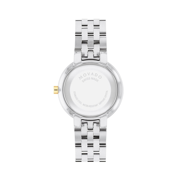 Movado Ladies White Dial Watch Gold Tone Case Quartz