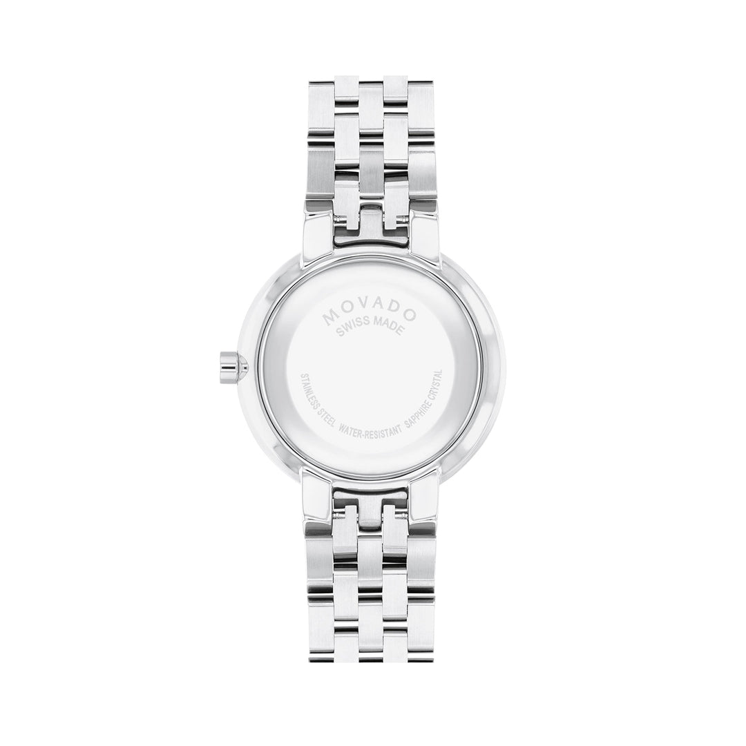 Movado Ladies Black Dial Watch Silver Tone Case Quartz