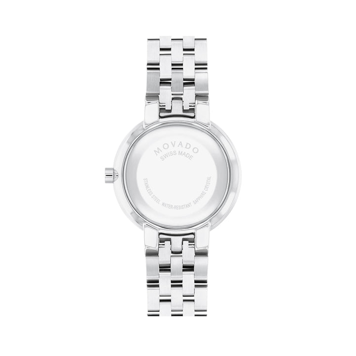 Movado Ladies Black Dial Watch Silver Tone Case Quartz