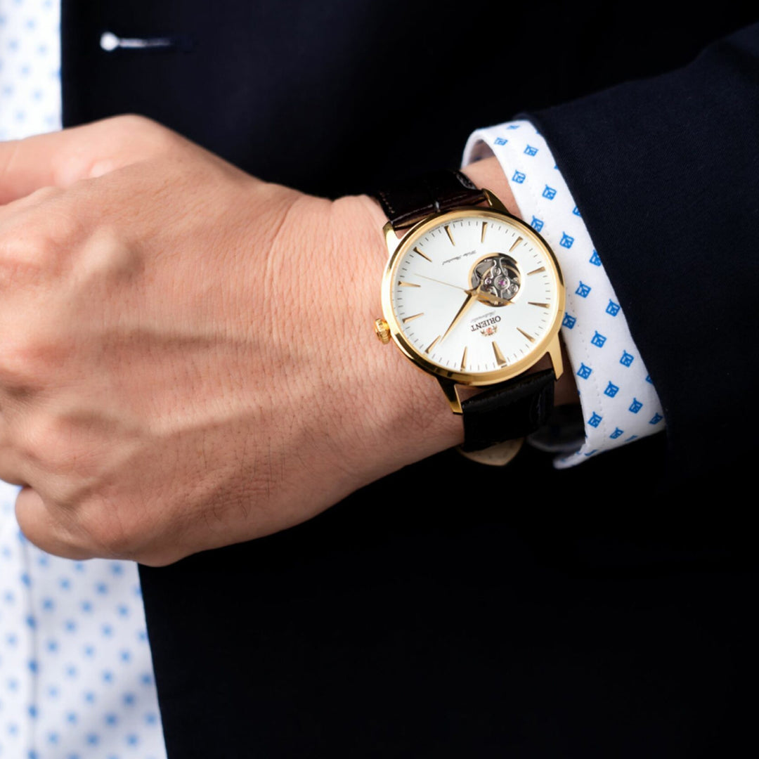 Orient Contemporary Open-heart Gold-tone Automatic Gents Watch