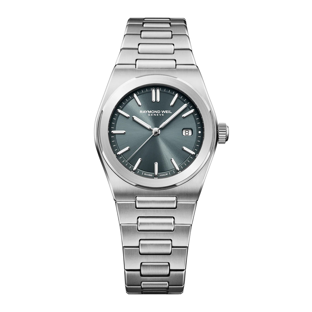 RAYMOND WEIL A.R.T. CHARCOAL BLUE DIAL INTEGRATED STAINLESS STEEL BRACELET QUARTZ WATCH 30 MM