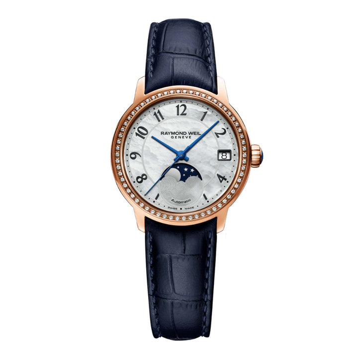 Raymond Weil Women's Maestro Automatic Moon Phase Steel Diamond Strap Mother of Pearl Dial Watch