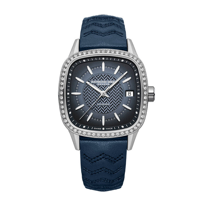 Raymond Weil Freelancer Women's Automatic Blue Dial Leather Watch 34.5mm