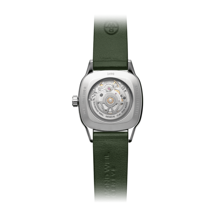 Raymond Weil Freelancer Ladies Automatic Green Dial Leather Watch 34.5 X 34.5mm