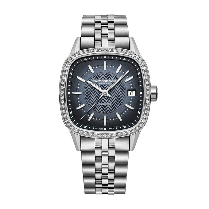 Raymond Weil Freelancer Women's Automatic Blue Dial Bracelet Diamond Watch 34.5mm