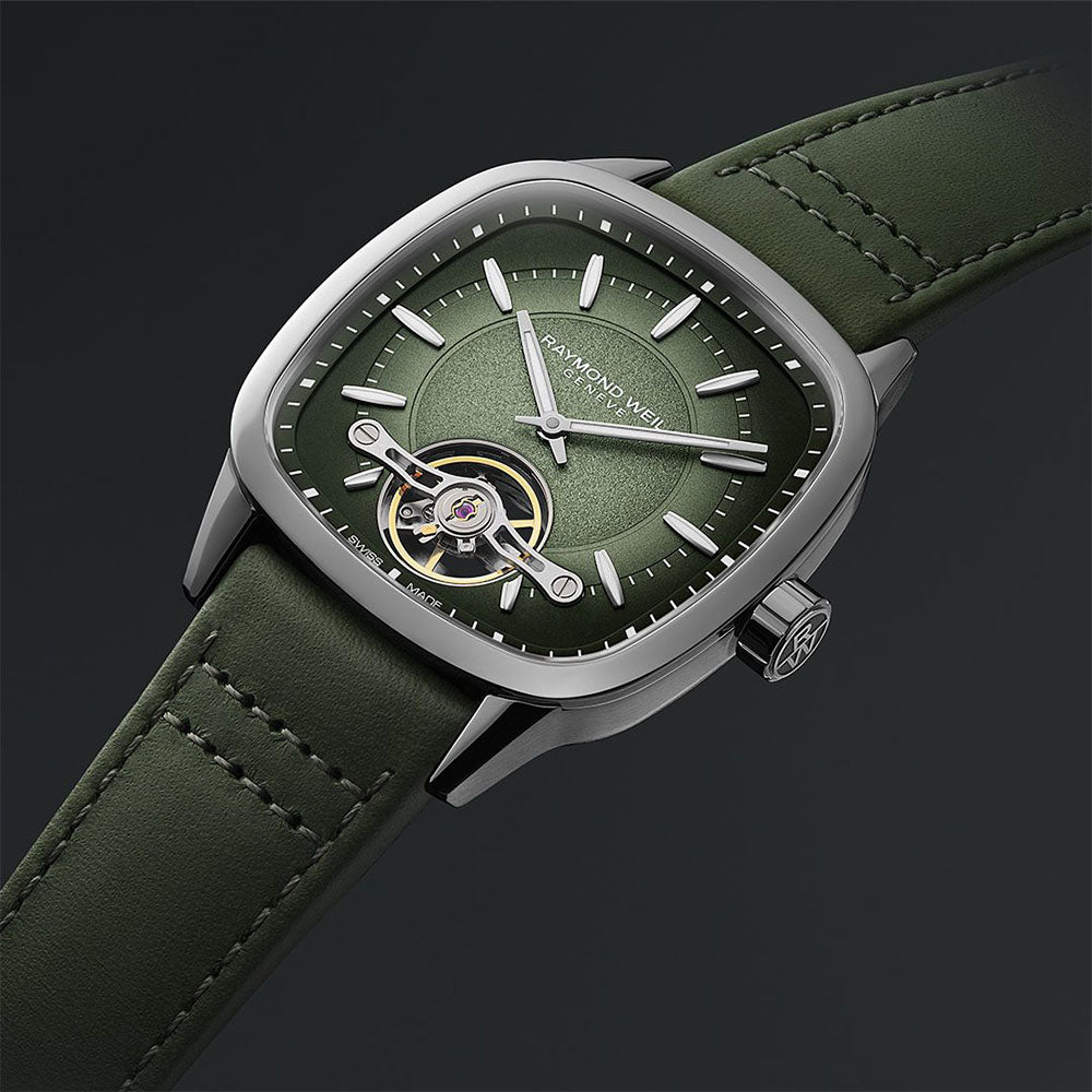 Raymond Weil Freelancer Calibre RW1212 Men’s Automatic Green Leather Strap Watch 40mm