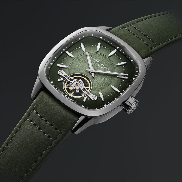 Raymond Weil Freelancer Calibre RW1212 Men’s Automatic Green Leather Strap Watch 40mm