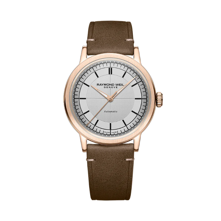 Raymond Weil Millesime Men's Automatic Brown Leather Strap Watch 39.5mm