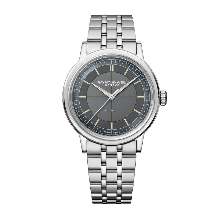 RAYMOND WEIL MILLESIME AUTOMATIC CENTRAL SECONDS ANTHRACITE SECTOR DIAL WATCH