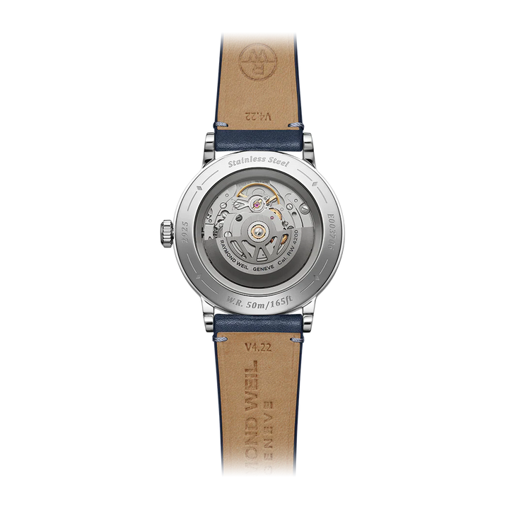 Raymond Weil Millesime Men's Automatic Blue Leather Strap Watch 39.5mm