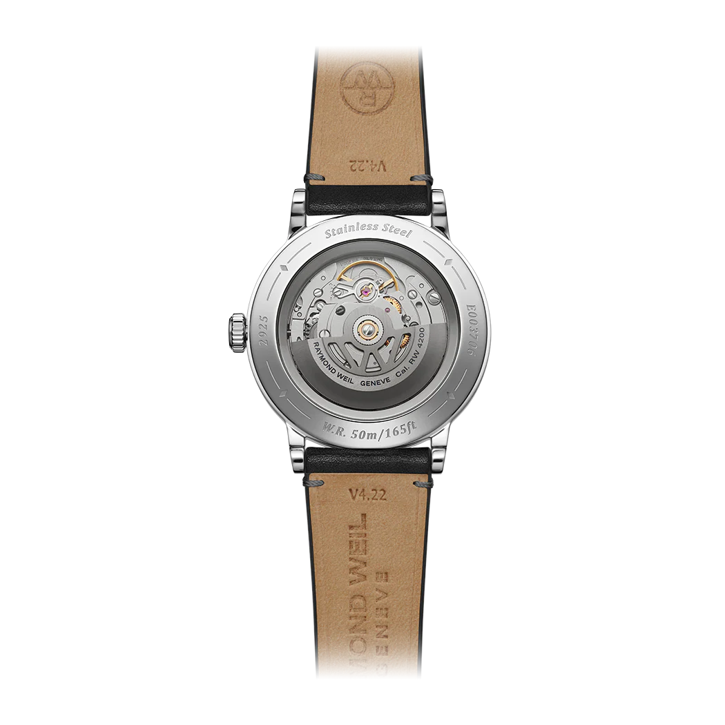 Raymond Weil Millesime Men's Automatic Black Leather Strap Watch 39.5mm