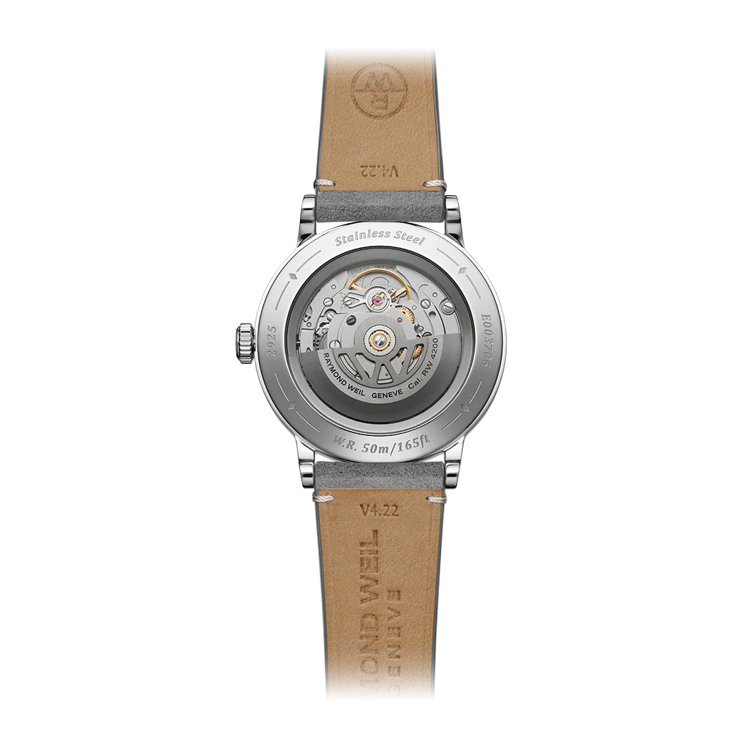 Raymond Weil Millesime Men's Automatic Grey Leather Strap Watch 39.5mm