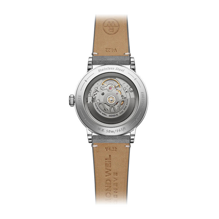 Raymond Weil Millesime Men's Automatic Grey Leather Strap Watch 39.5mm