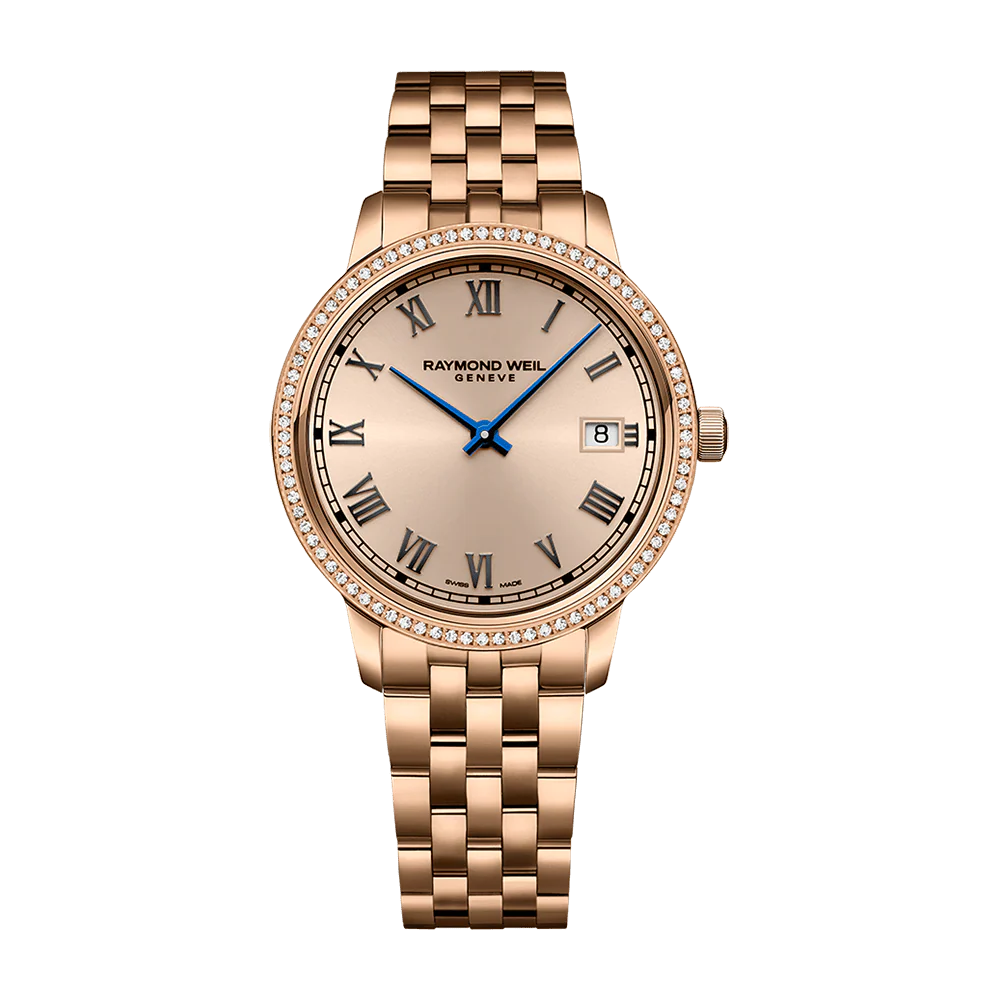 Raymond Weil Toccata Ladies Rose Gold PVD 80 Diamonds Quartz Watch 34mm