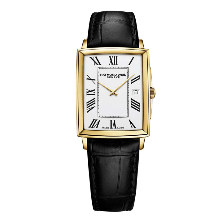 Raymond Weil Men's Toccata Quartz Gold Black Strap White Dial Watch