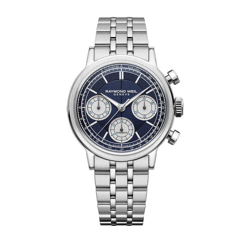 Raymond Weil Millesime Stainless Steel Case Blue Sector Dial Automatic Watch