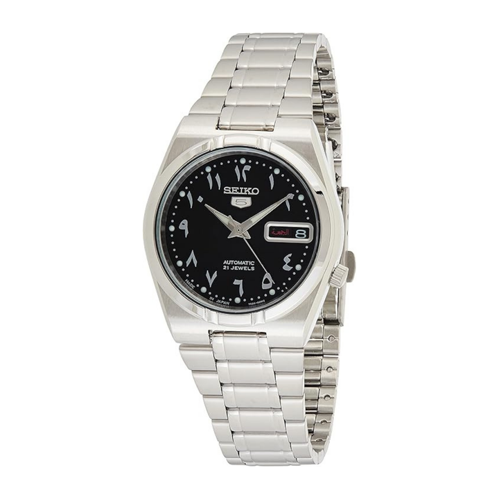 Seiko 5 Automatic Black Arabic Dial Stainless Steel Men's Watch SNK063J5
